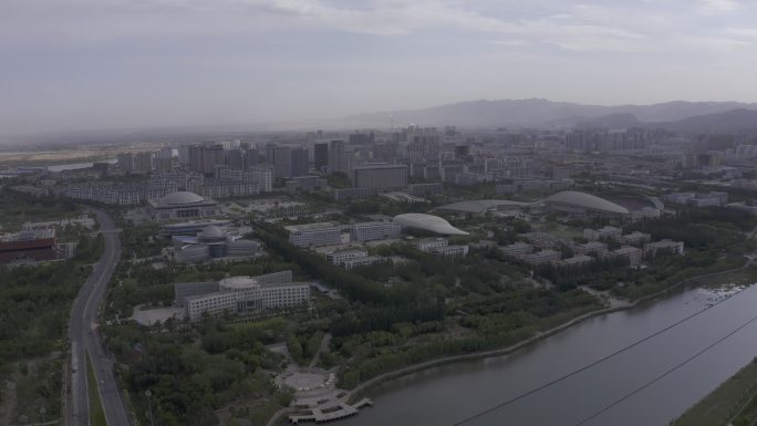 4K-log乌海滨河新区航拍