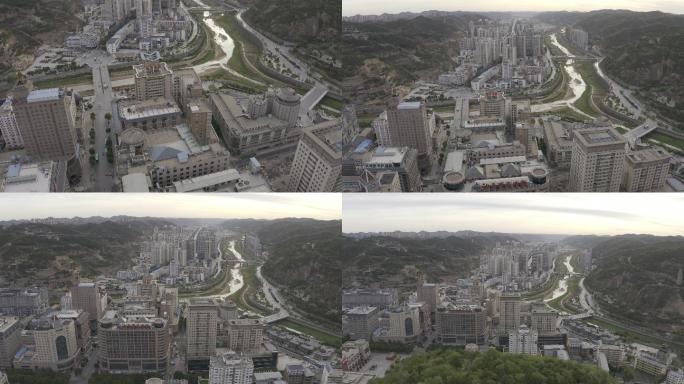 4K-log延安城市大景航拍