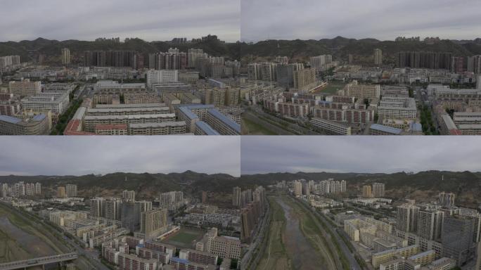 4K-log延安城市建设风光航拍
