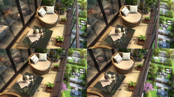 小区阳台三维3D地产宣传片