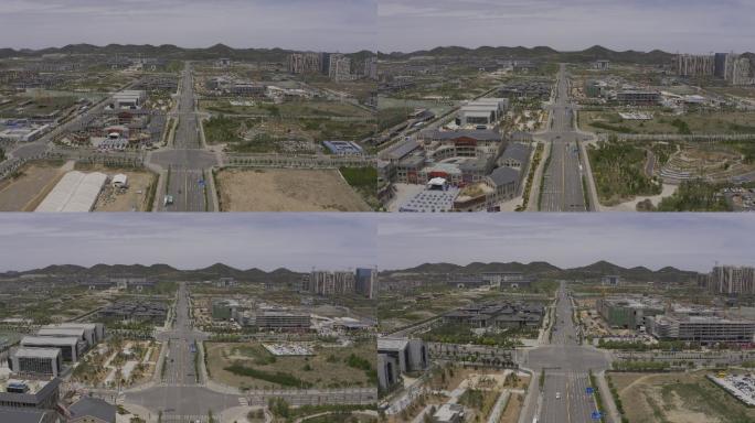 4K-log延安新区道路航拍