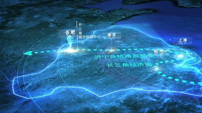 中国长三角经济圈科技地图AE模板