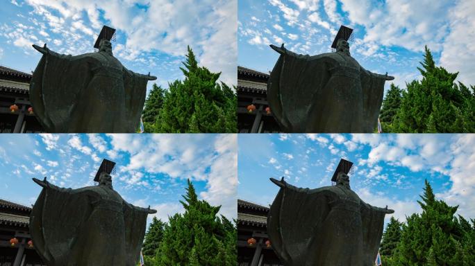 青岛琅琊台风景秦始皇塑像延时摄影