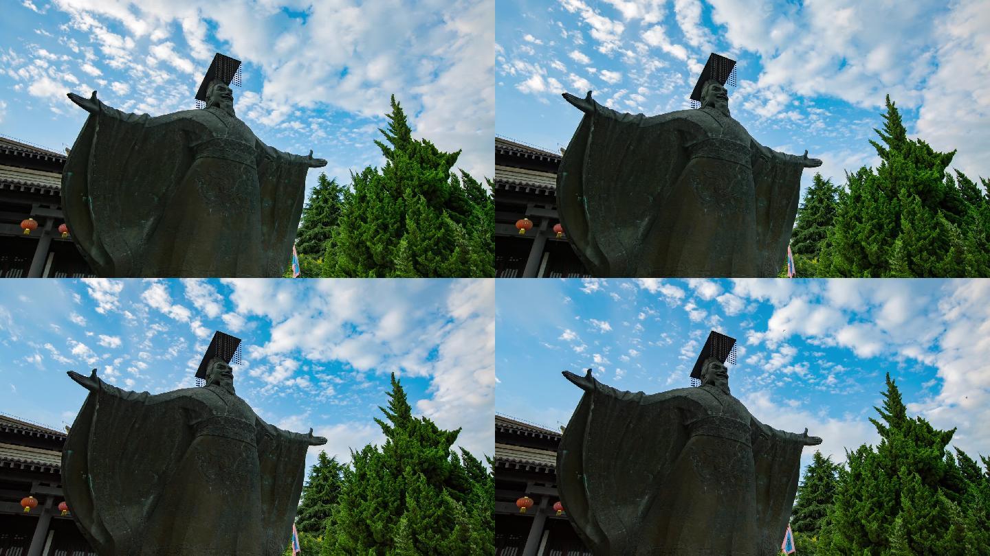青岛琅琊台风景秦始皇塑像延时摄影