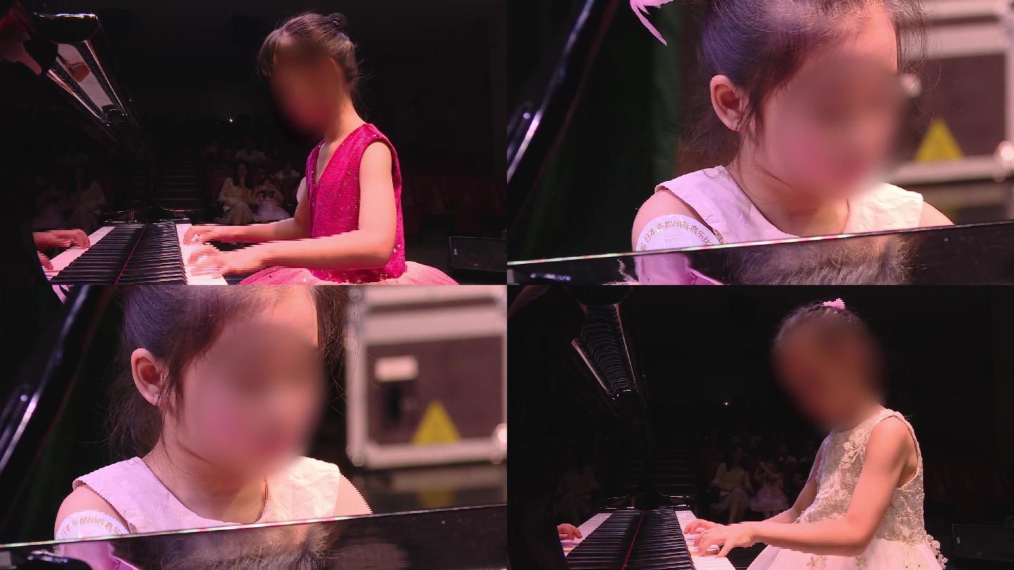 漂亮萌娃弹钢琴