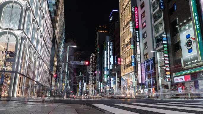 东京银座城市街头延时4K