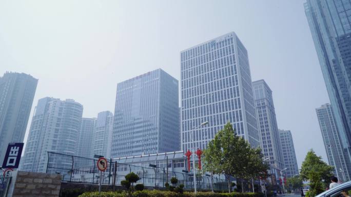 4K商务楼城市CBD写字楼办公楼仰拍高楼
