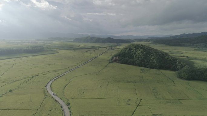 黑龙江五常大米黑土地村庄稻田平原4K航拍