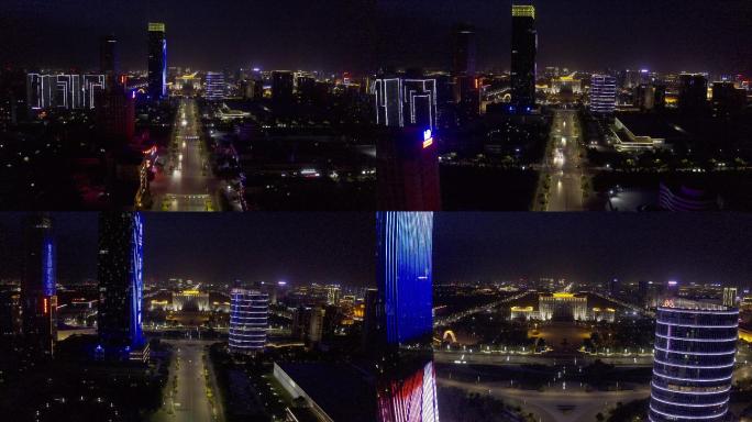 4K-log银川城市夜景航拍