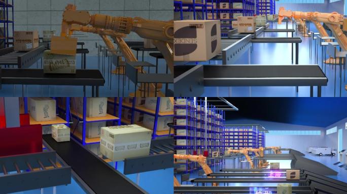 现代科技仓储物流三维动画视频素材