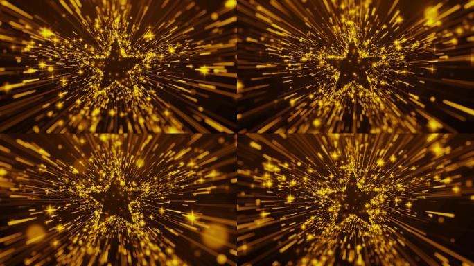 4K震撼金色五星粒子背景素材