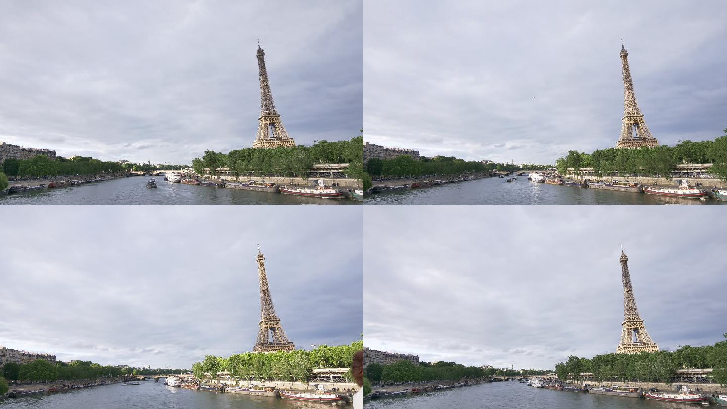 版权实拍法国巴黎埃菲尔铁塔高清延时素材