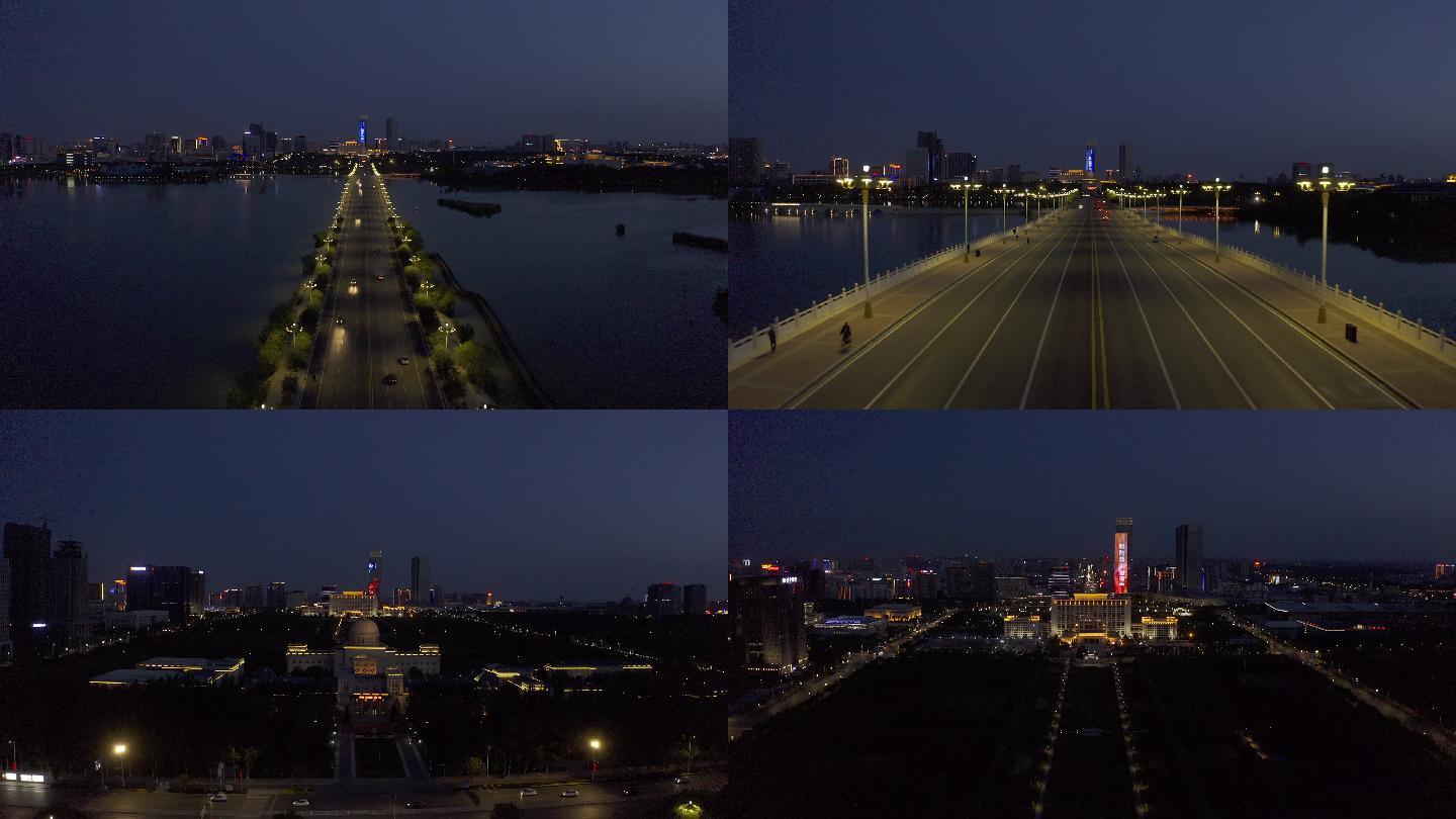 4K-log银川夜景航拍一镜到底