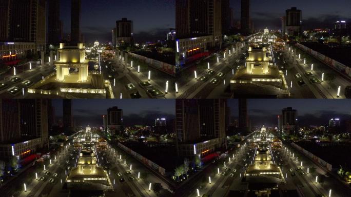 4K-log银川中阿之轴夜景航拍