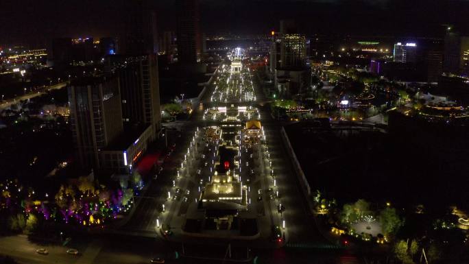 4K-log银川中阿之轴夜景航拍