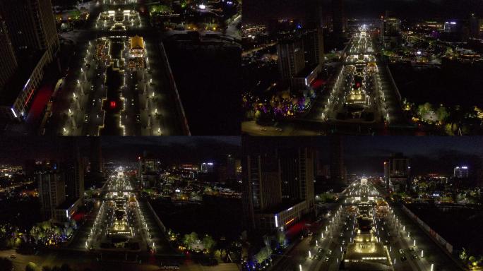 4K-log银川中阿之轴夜景航拍