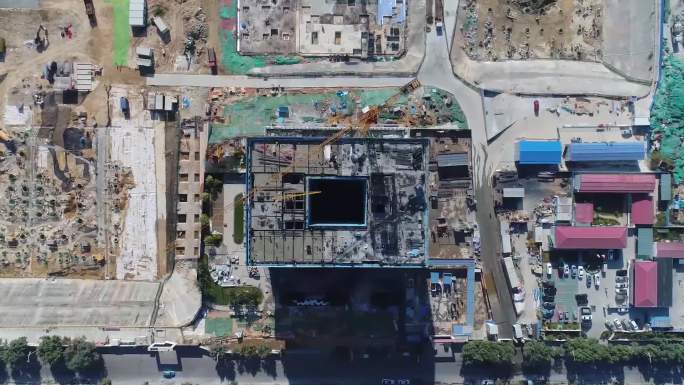 城市中心工地航拍