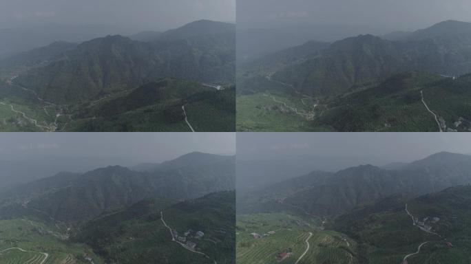 绿水青山高山雪峰山航拍4K山峰景色美景