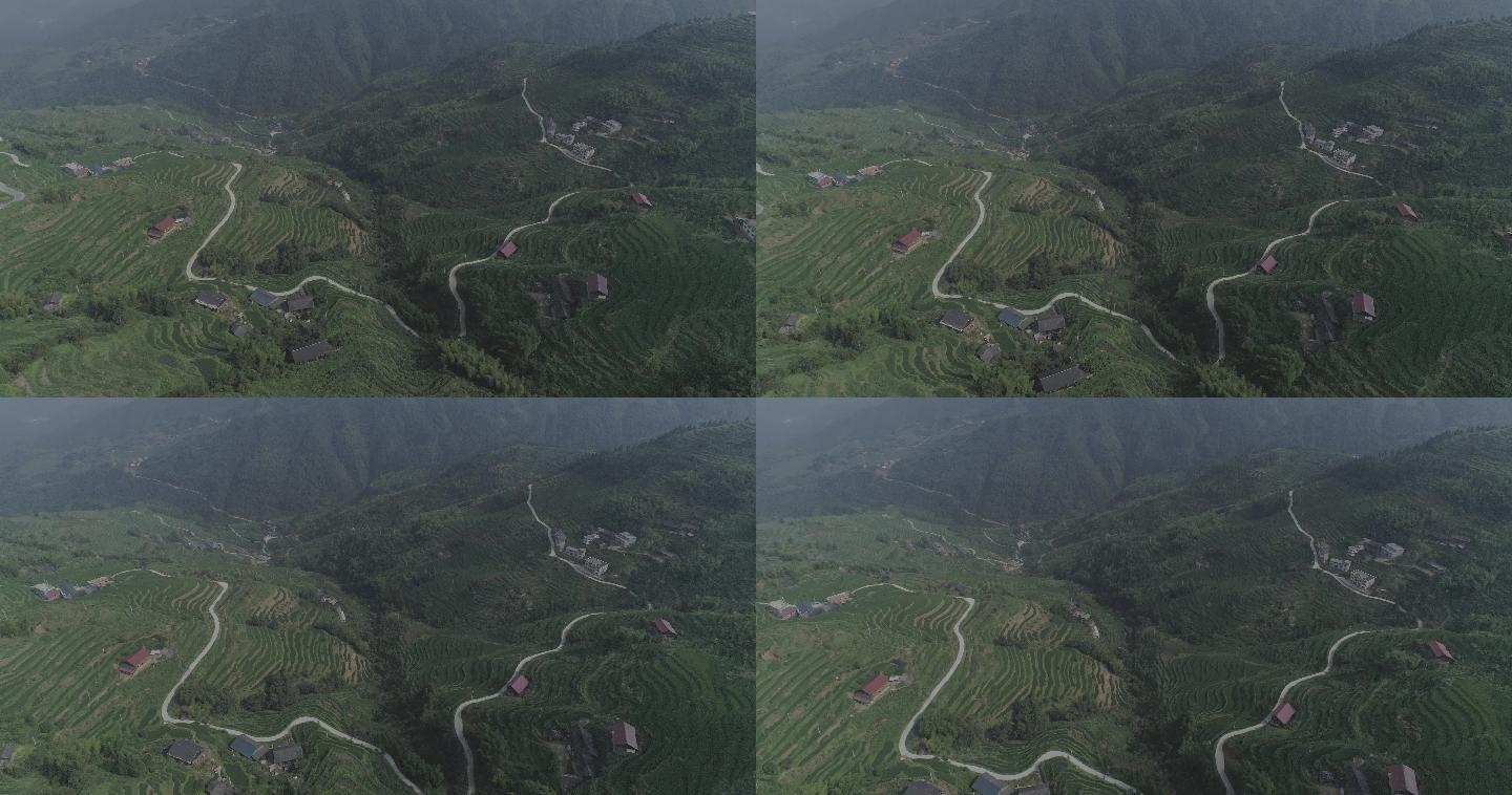 绿水青山高山雪峰山航拍4K山峰景色美景