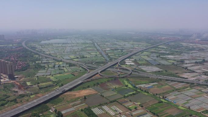 4K-log武汉汉蔡高速与四环线立交航拍