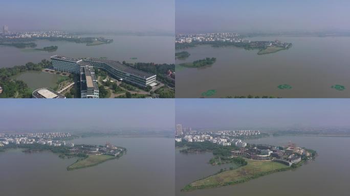 4K-log武汉江汉大学湖泊航拍