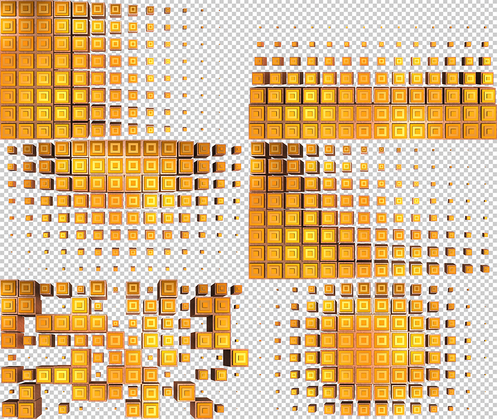 6组金色方块转场阵列方块过渡特效转场视频