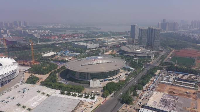 4K-log武汉体育中心军运会会场航拍