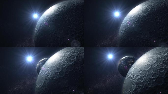 原创大气月球望向地球高清视频素材