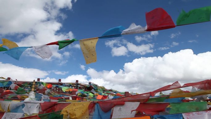 西藏彩旗和苍鹰