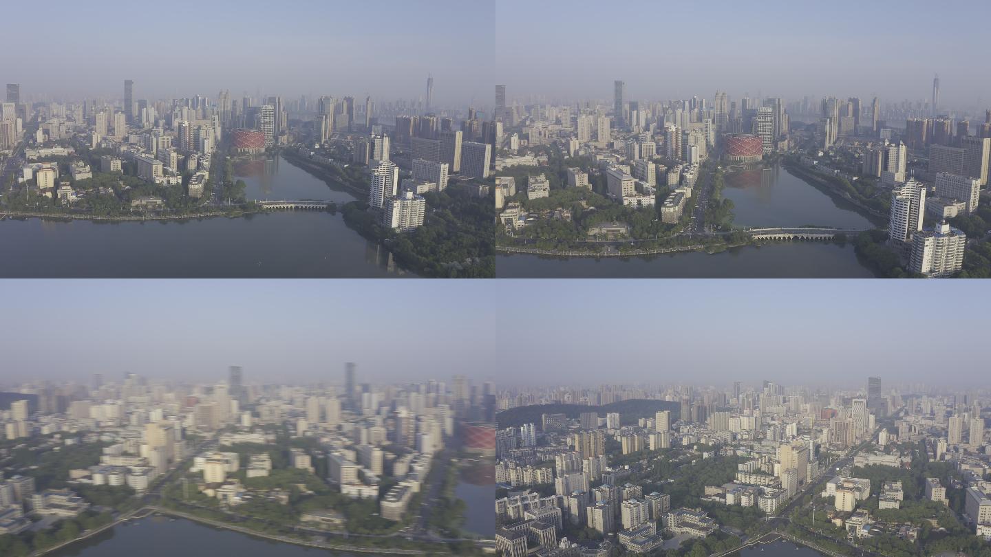 4K-log武汉洪山区城市大景航拍
