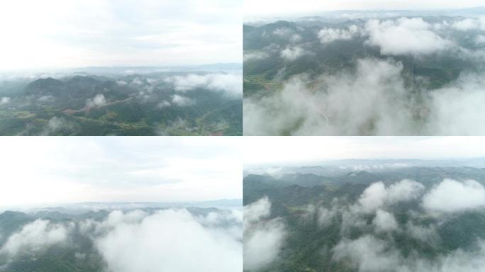 山顶云雾缭绕航拍4K