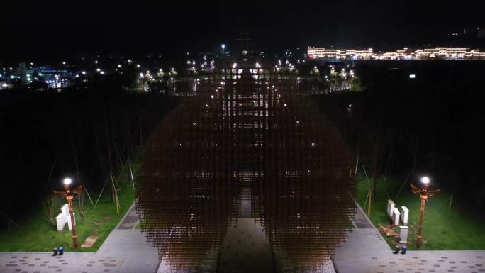 4K航拍韶关大南华寺风景绿化夜建建设整合