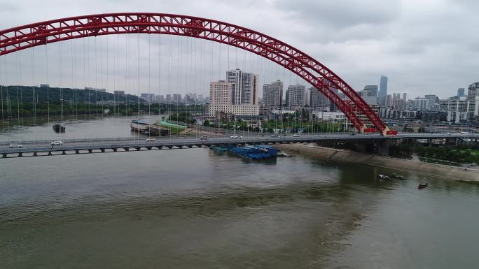 航拍环绕武汉龙王庙晴川桥