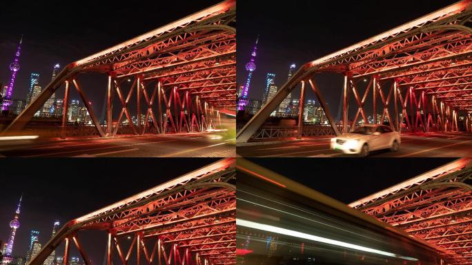 上海外白渡桥夜景延时