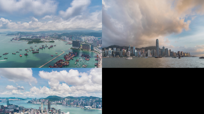 香港天际100和维多利亚港延时摄影
