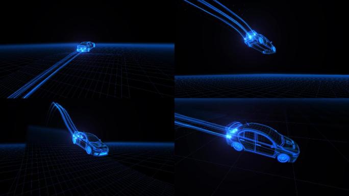 科技线框粒子光线汽车