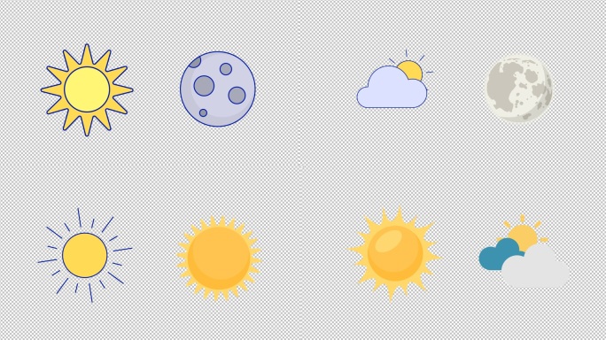 卡通太阳月亮16组【带通道】