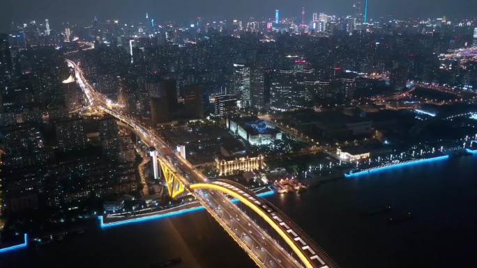 上海卢浦大夜景航拍