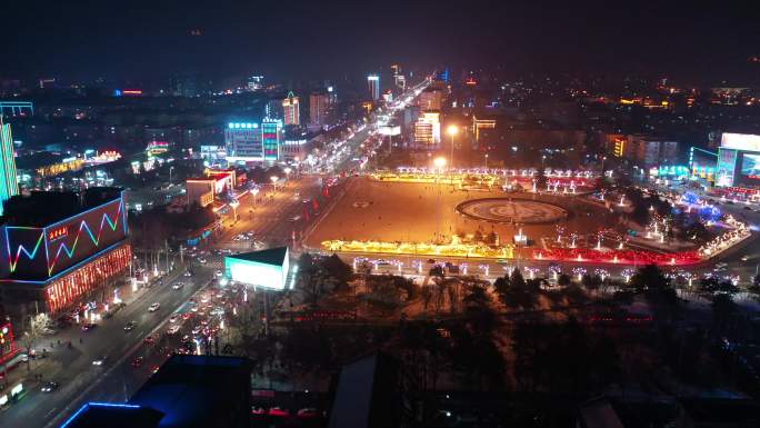 长治八一广场航拍夜景