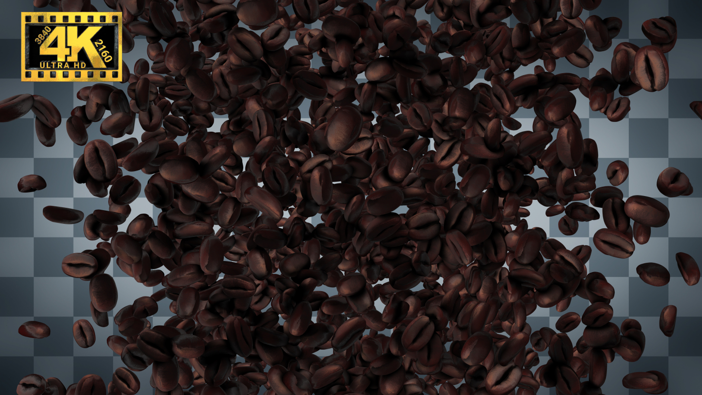 【4K】咖啡豆坚果果实爆炸扩散