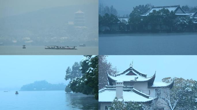 浙江杭州西湖雪景视频素材