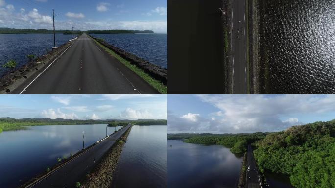 海边道路团队个人跑步