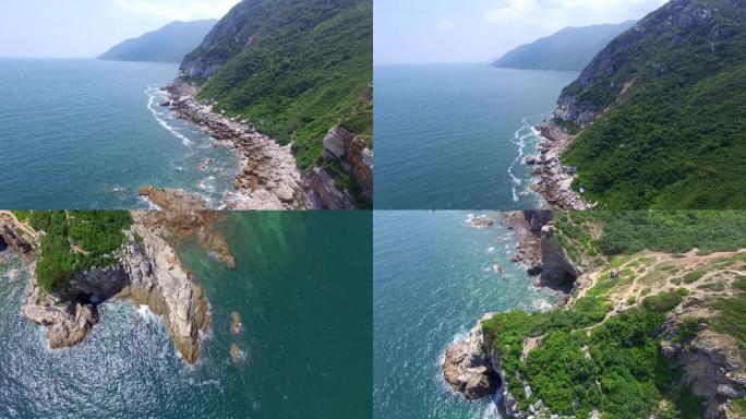 航拍大气海岸线海边礁石国家地理风景