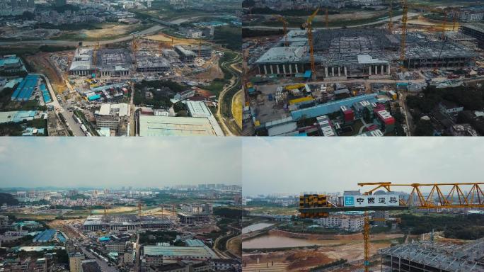 中国建筑塔吊建设工地视频素材