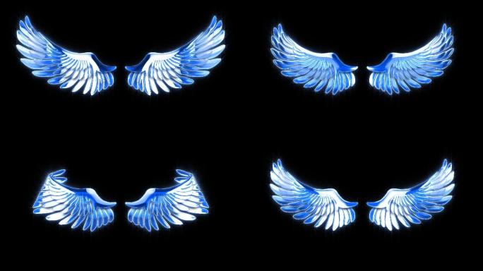 蓝色翅膀无缝循环带透明通道
