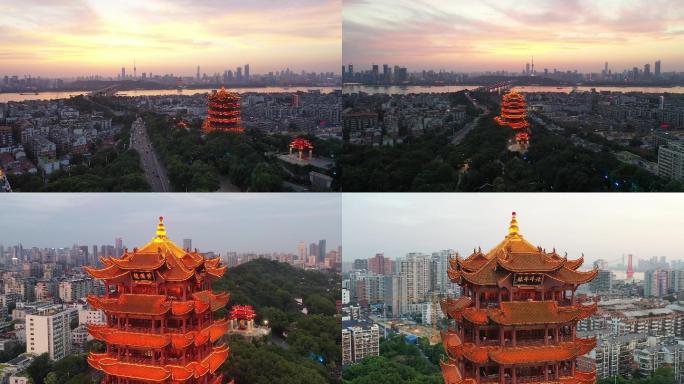 4K武汉黄鹤楼晚霞夜景