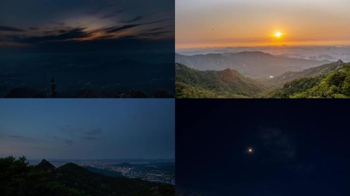 4K超高清山顶拍摄城市清晨黄昏日出日落