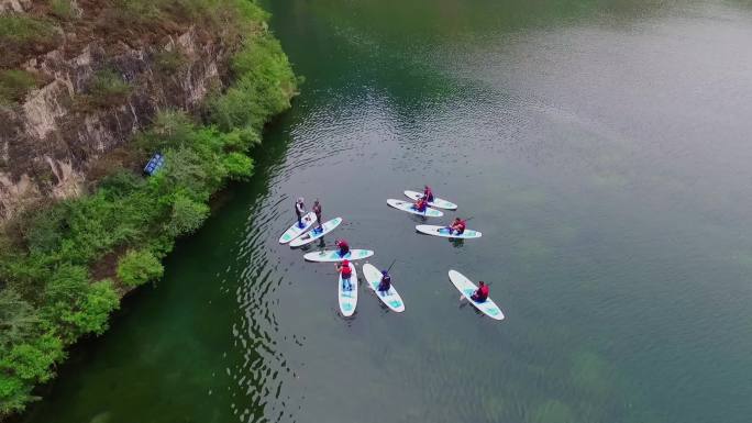 野三坡百里峡风景区航拍水上运动