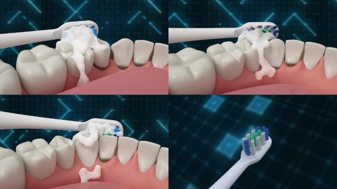 科技感三维电动牙刷刷牙医疗美容