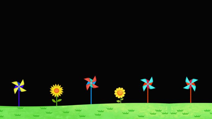 大自然草地儿童风车向日葵循环带通道